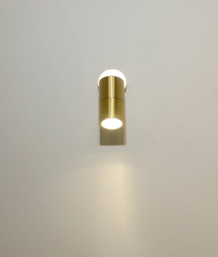 GU10 Exterior Wall Pillar Spot Light (Solid Polished Brass) IP65 - Single Adjustable
