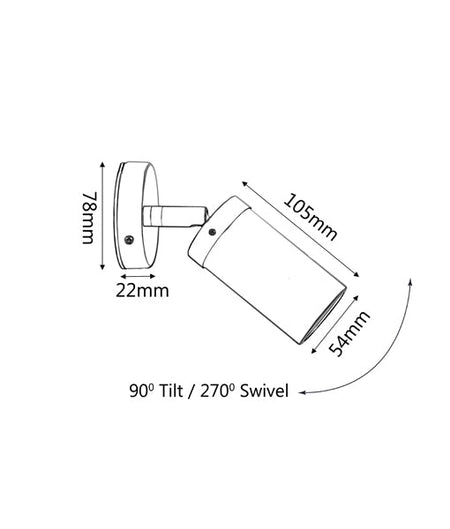GU10 Exterior Wall Pillar Spot Light (Light Weight Copper) IP54 - Double Adjustable