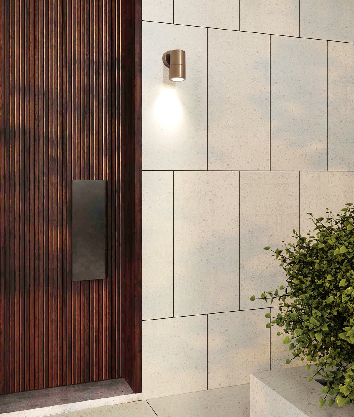 GU10 Exterior Wall Pillar Spot Light (Aged Brass) IP65 - Single Fixed