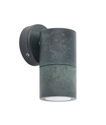 GU10 Exterior Wall Pillar Spot Light (Solid Patina Brass) IP65 - Single Fixed