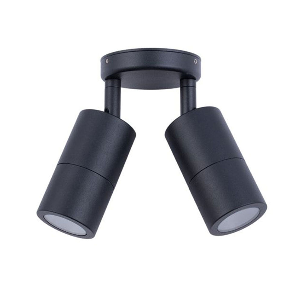 Poseidon 12V MR16 Double Adjustable Wall Pillar Light Black