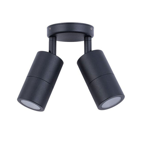 Poseidon 12V MR16 Double Adjustable Wall Pillar Light Black