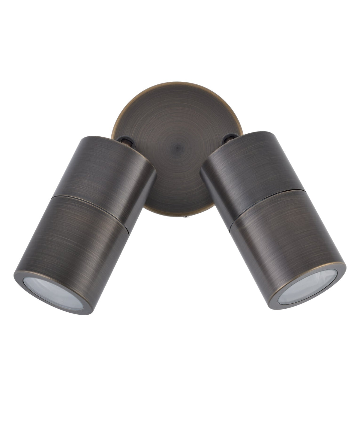 GU10 Exterior Wall Pillar Spot Light (Rustic Brass) IP65 - Double Adjustable