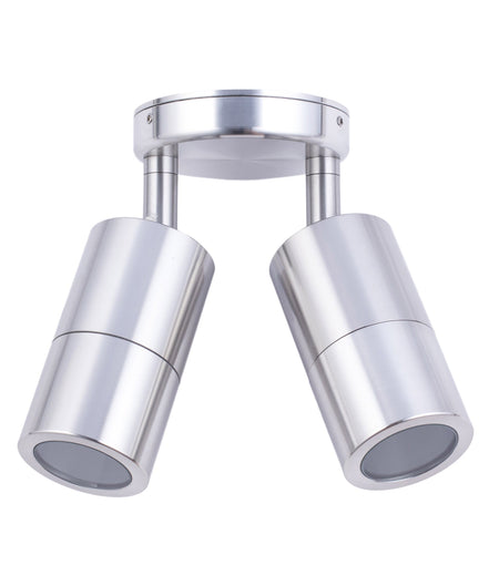 GU10 Exterior Wall Pillar Spot Light (Anodized Aluminium) IP65 - Double Adjustable