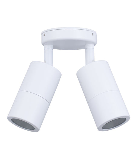 GU10 Exterior Wall Pillar Spot Light (White Aluminium) IP65 - Double Adjustable
