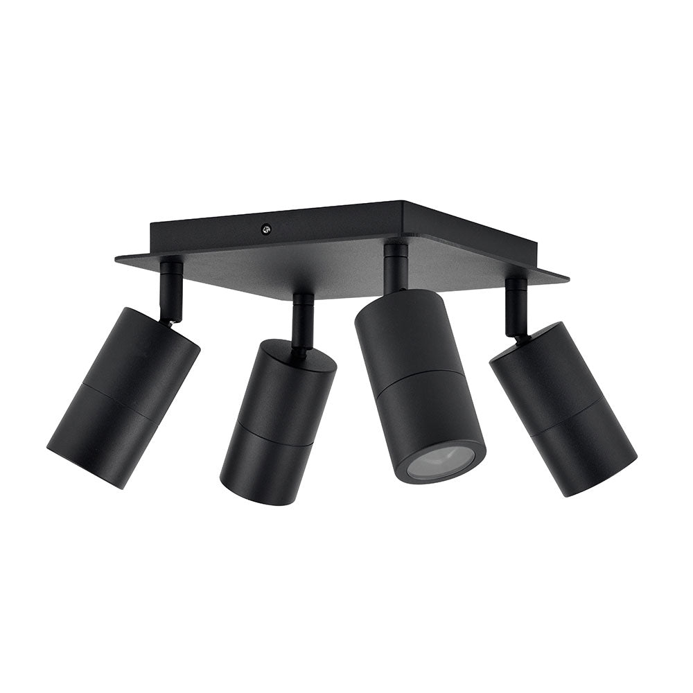 Poseidon 4 Light 240V GU10 Ceiling Spotlight Square Plate Black