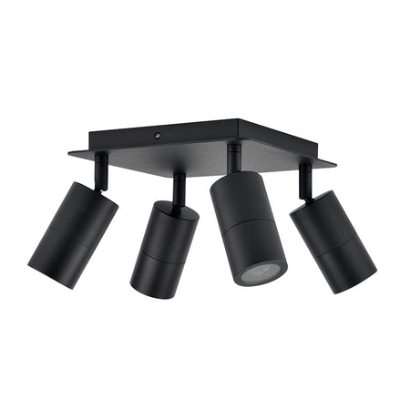 Poseidon 4 Light 240V GU10 Ceiling Spotlight Square Plate Black