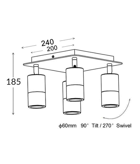 GU10 Exterior Adjustable Head Bar Light (White) IP44 - 3-Bar