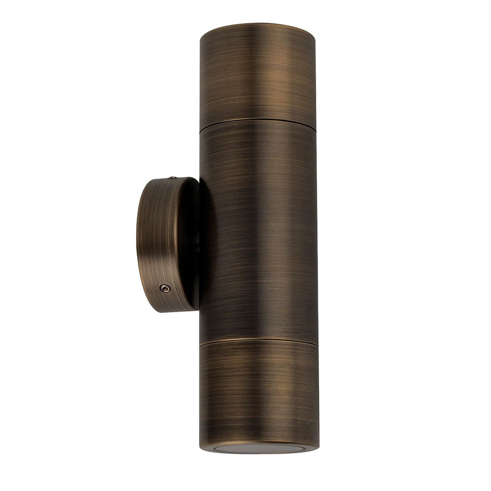 Poseidon 240V GU10 Up & Down Wall Pillar Light Antique Brass