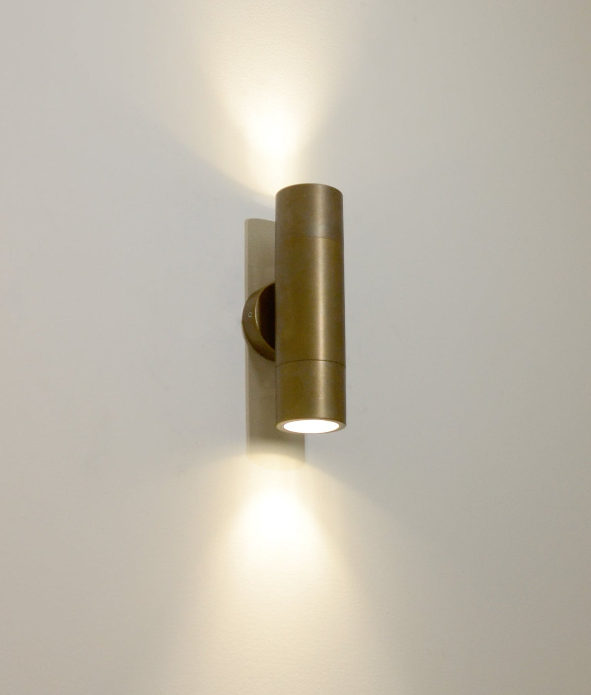 GU10 Exterior Wall Pillar Spot Light (Aged Brass) IP65 - Up/Down