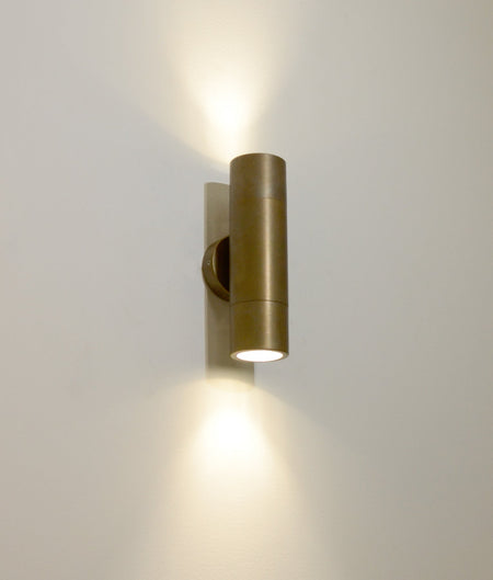 GU10 Exterior Wall Pillar Spot Light (Aged Brass) IP65 - Up/Down