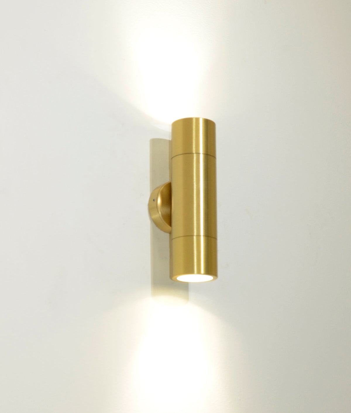 GU10 Exterior Wall Pillar Spot Light (Solid Polished Brass) IP65 - Up/Down