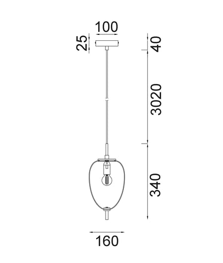 Pino Interior Opal Matte / Smokey Black Mirror Finish Glass Oval Pendant Light - Opal Matte