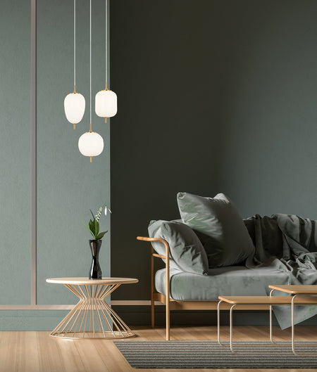 Pino Interior Opal Matte / Smokey Black Mirror Finish Glass Round Pendant Light - Smokey Black Mirror Finish