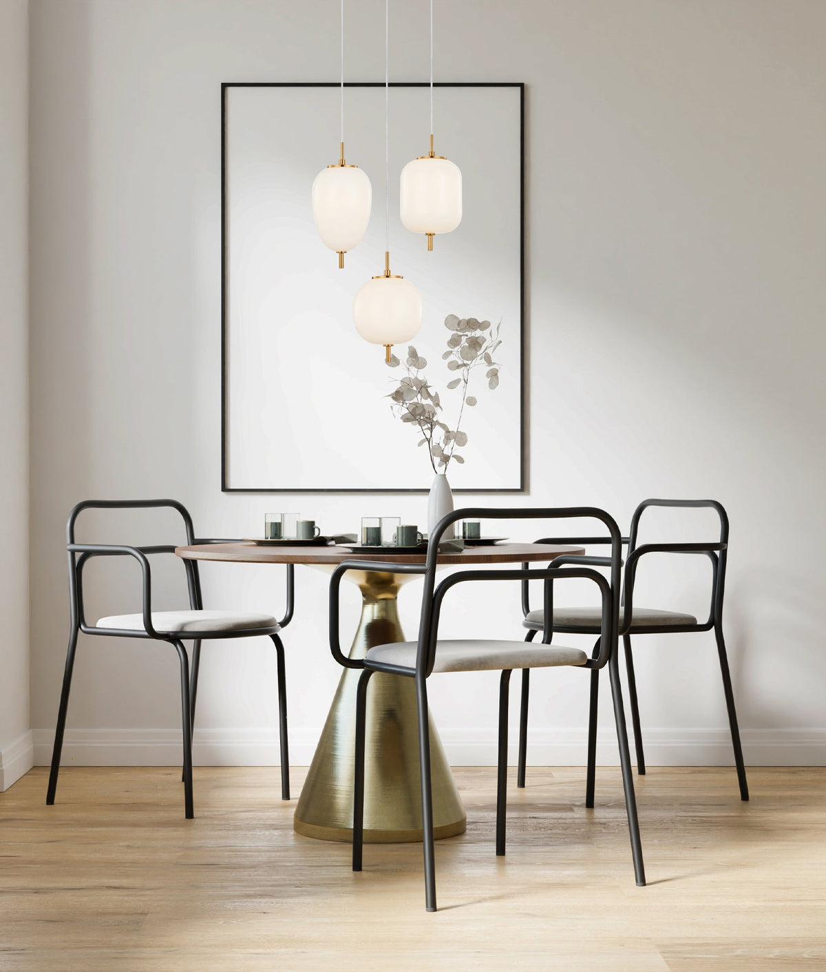 Pino Interior Opal Matte / Smokey Black Mirror Finish Glass Oval Pendant Light - Smokey Black Mirror Finish