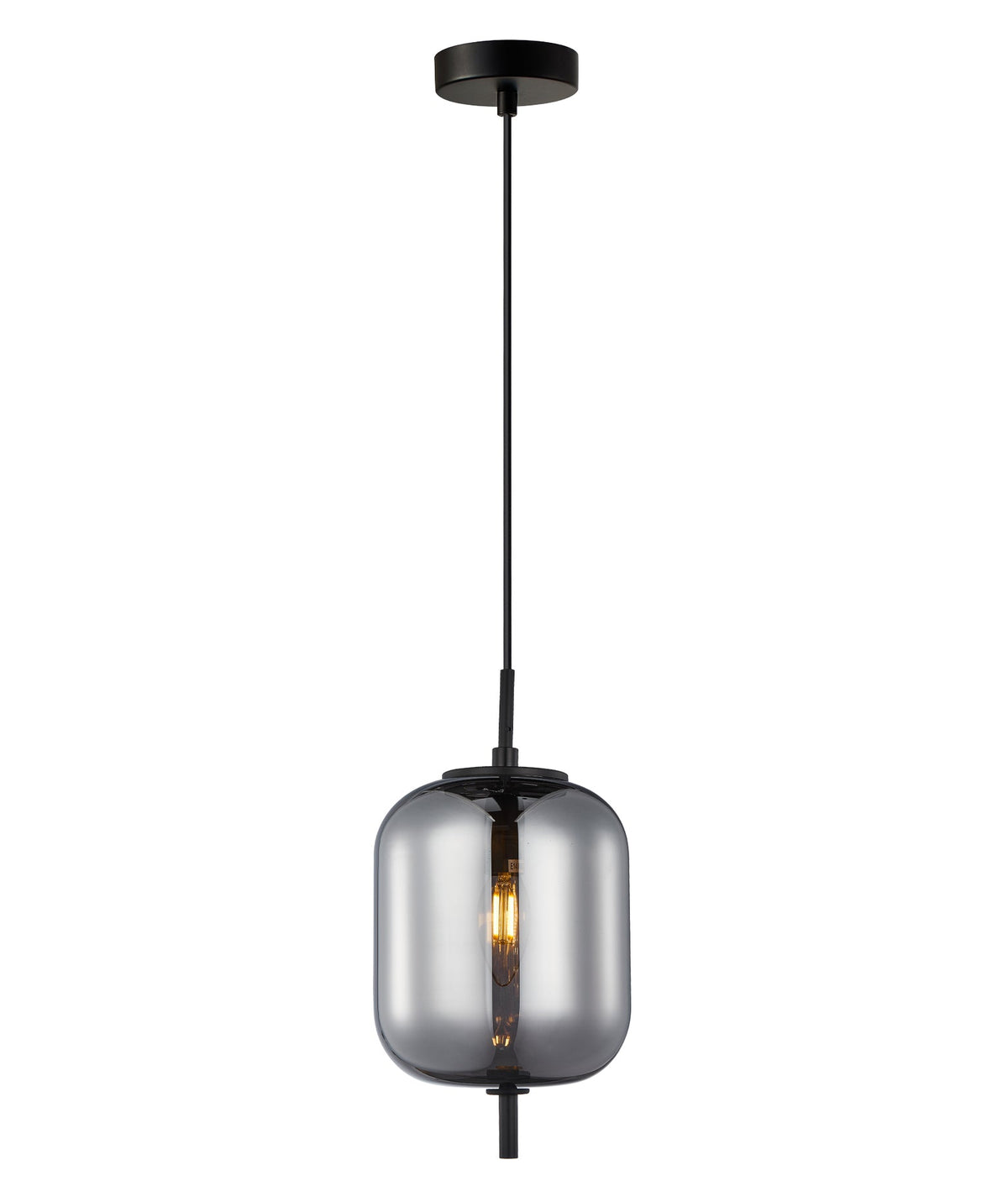 Pino Interior Opal Matte / Smokey Black Mirror Finish Jar Pendant Light - Smokey Black Mirror Finish