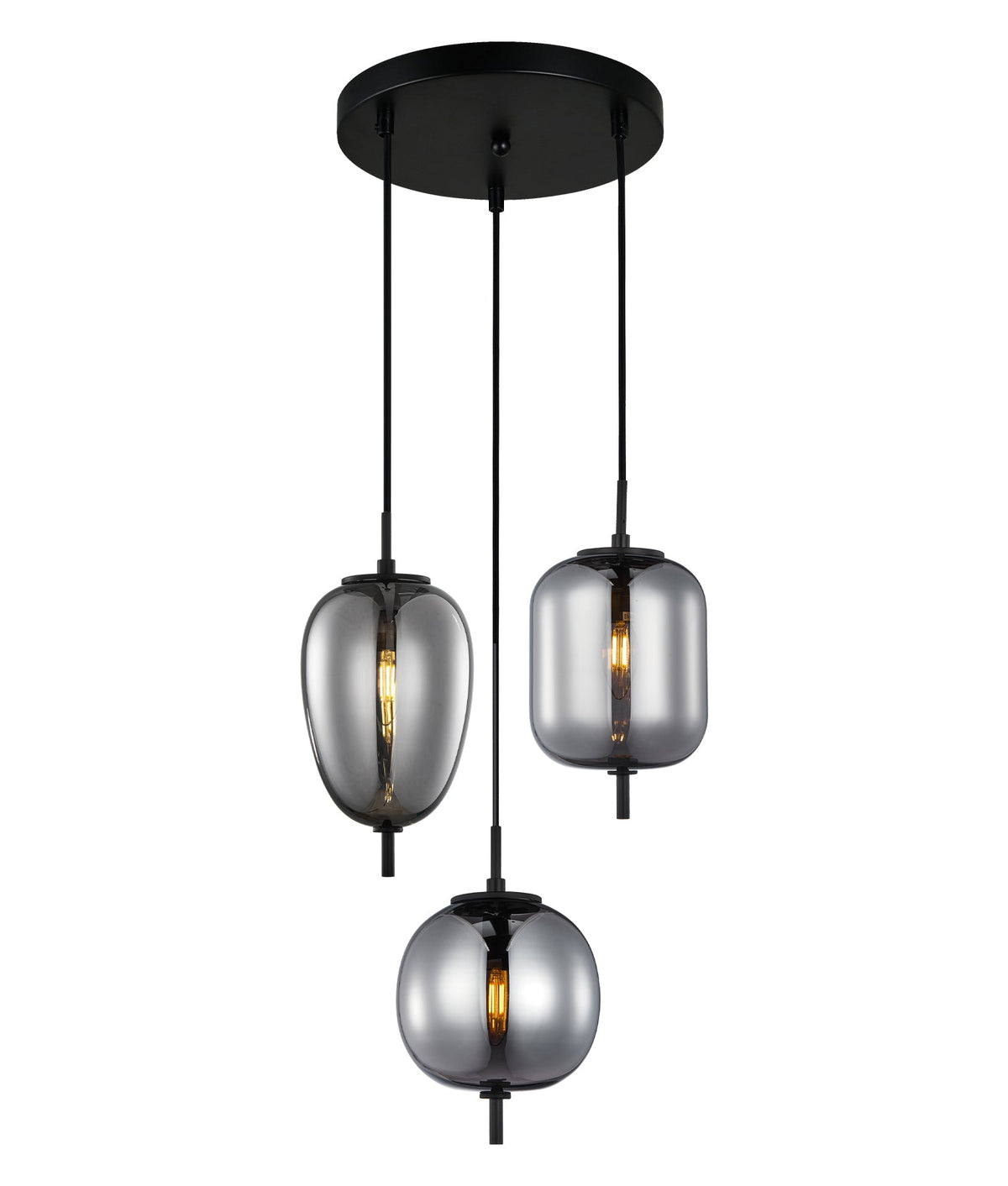 Pino Interior Opal Matte / Smokey Black Mirror Finish multiple Pendant Light - Smokey Black Mirror Finish