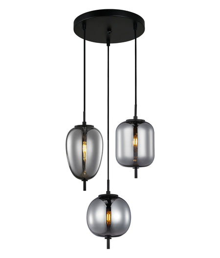 Pino Interior Opal Matte / Smokey Black Mirror Finish multiple Pendant Light - Smokey Black Mirror Finish
