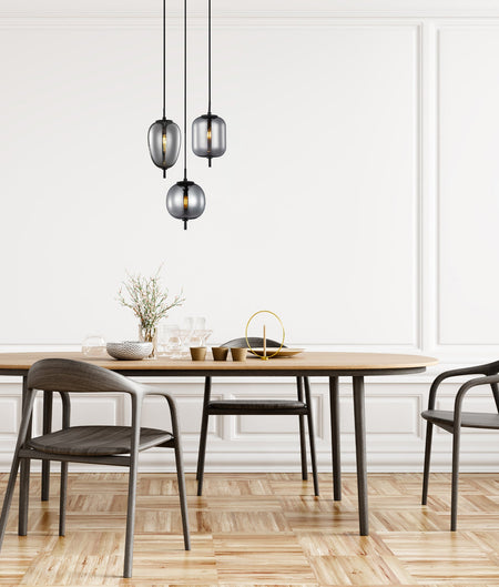 Pino Interior Opal Matte / Smokey Black Mirror Finish Jar Pendant Light - Opal Matte