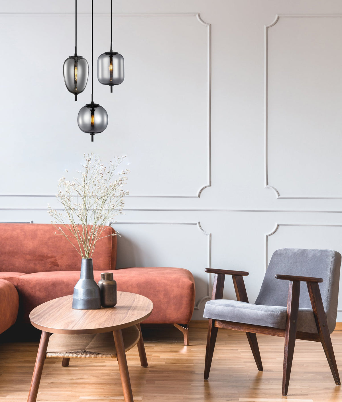 Pino Interior Opal Matte / Smokey Black Mirror Finish Jar Pendant Light - Smokey Black Mirror Finish