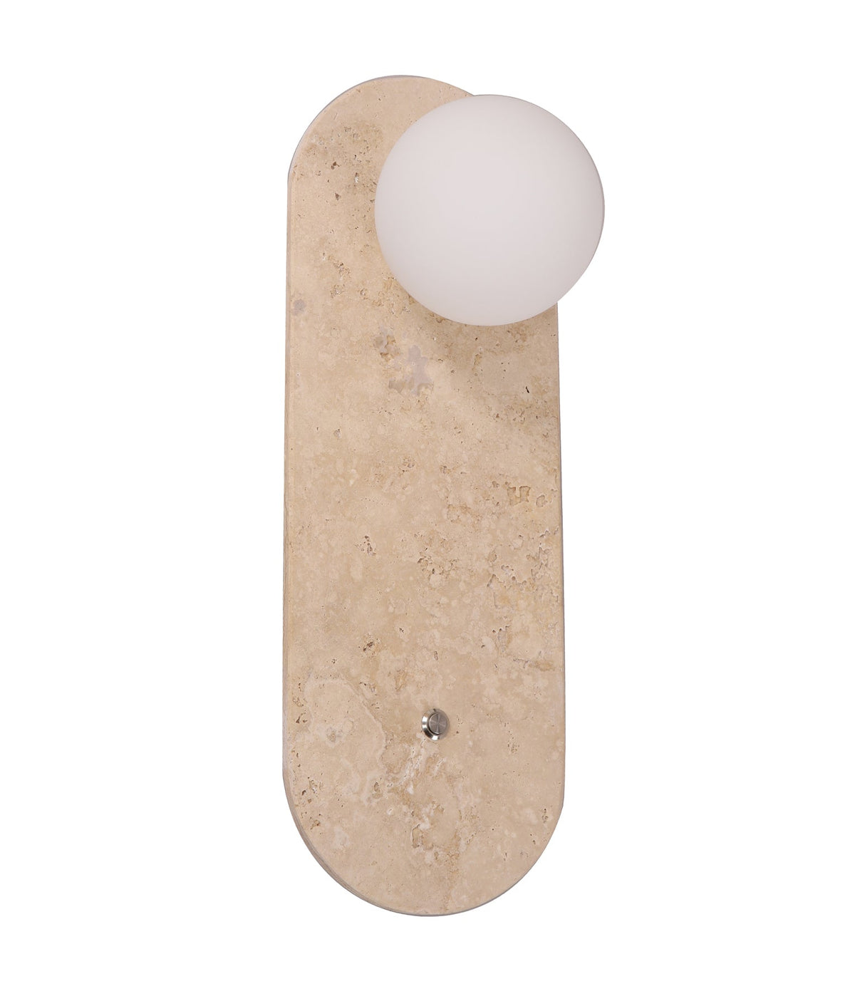 POI Interior Oblong Travertine Base with Beige Finish & Round Opal Diffuser Wall Light