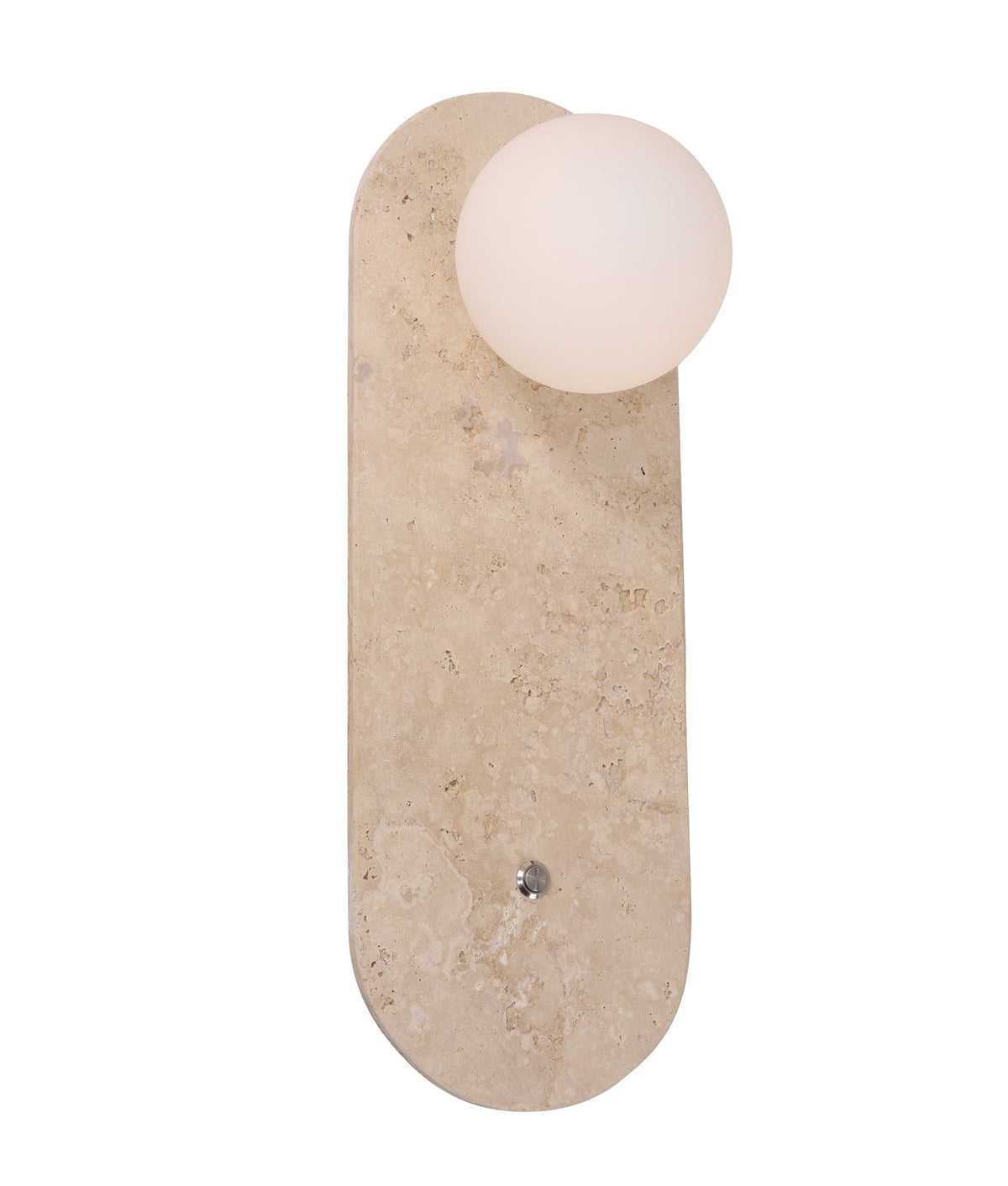 POI Interior Oblong Travertine Base with Beige Finish & Round Opal Diffuser Wall Light
