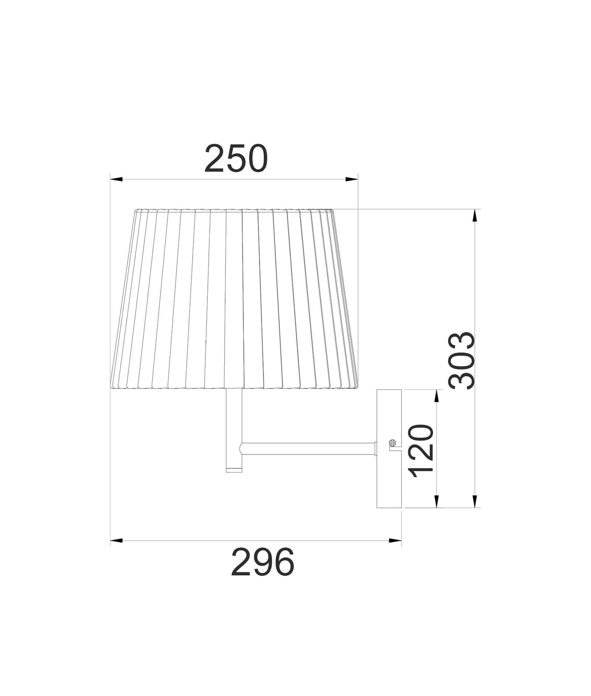 Prega Interior Slanted Pleated Fabric Shade Wall Light - White