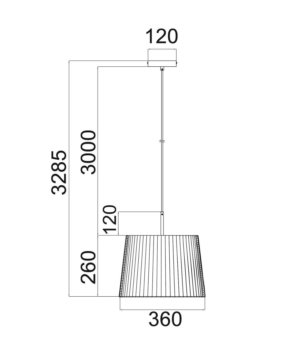 Prega Interior Slanted Pleated Fabric Shade Pendant Light - Black