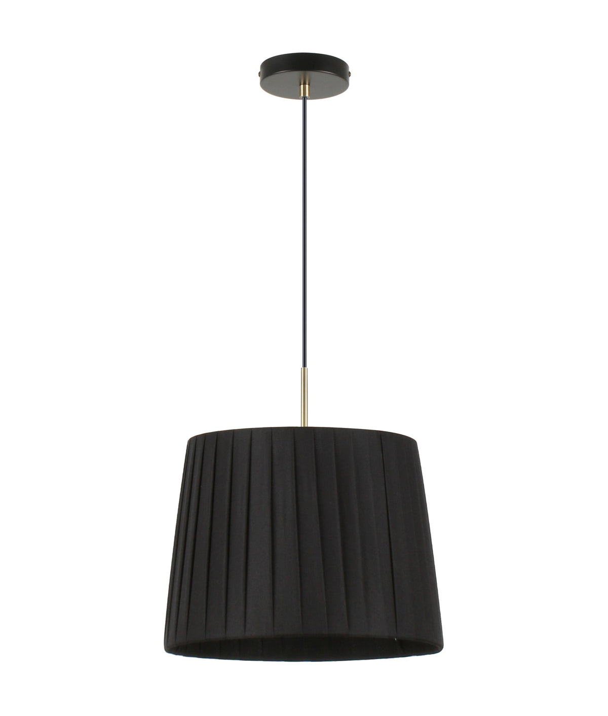 Prega Interior Slanted Pleated Fabric Shade Pendant Light - Black