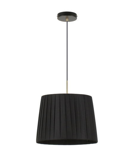 Prega Interior Slanted Pleated Fabric Shade Pendant Light - Black