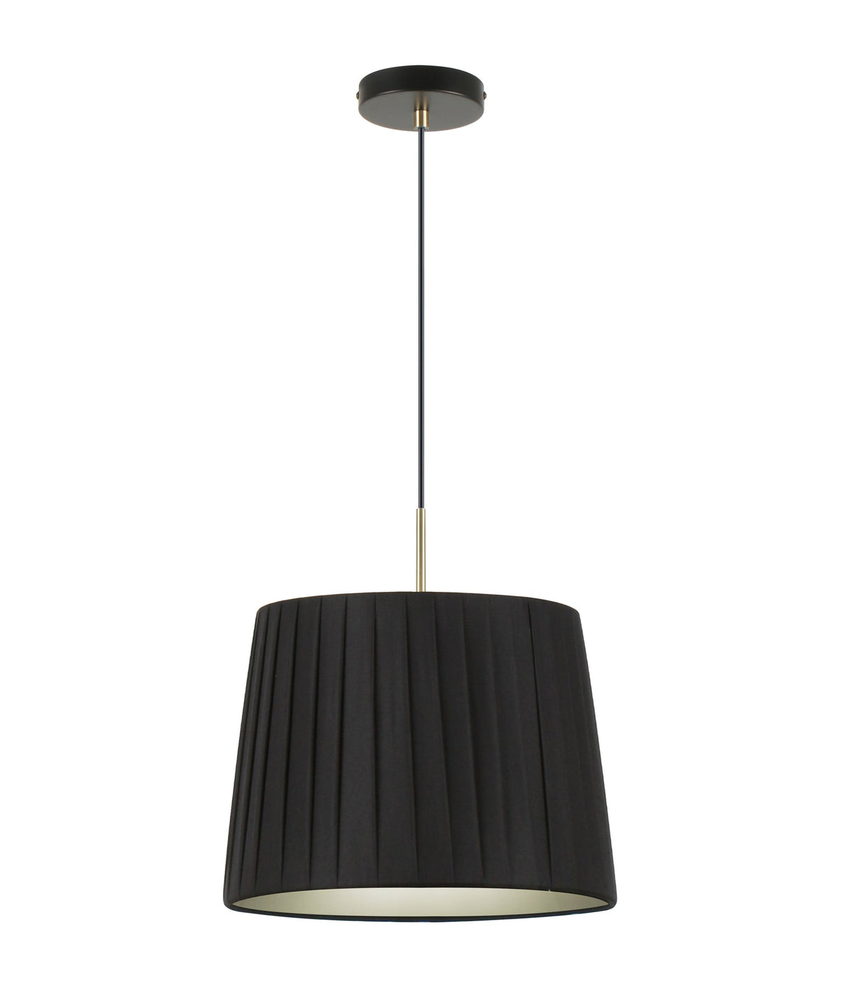 Prega Interior Slanted Pleated Fabric Shade Pendant Light - Black