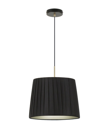 Prega Interior Slanted Pleated Fabric Shade Pendant Light - Black