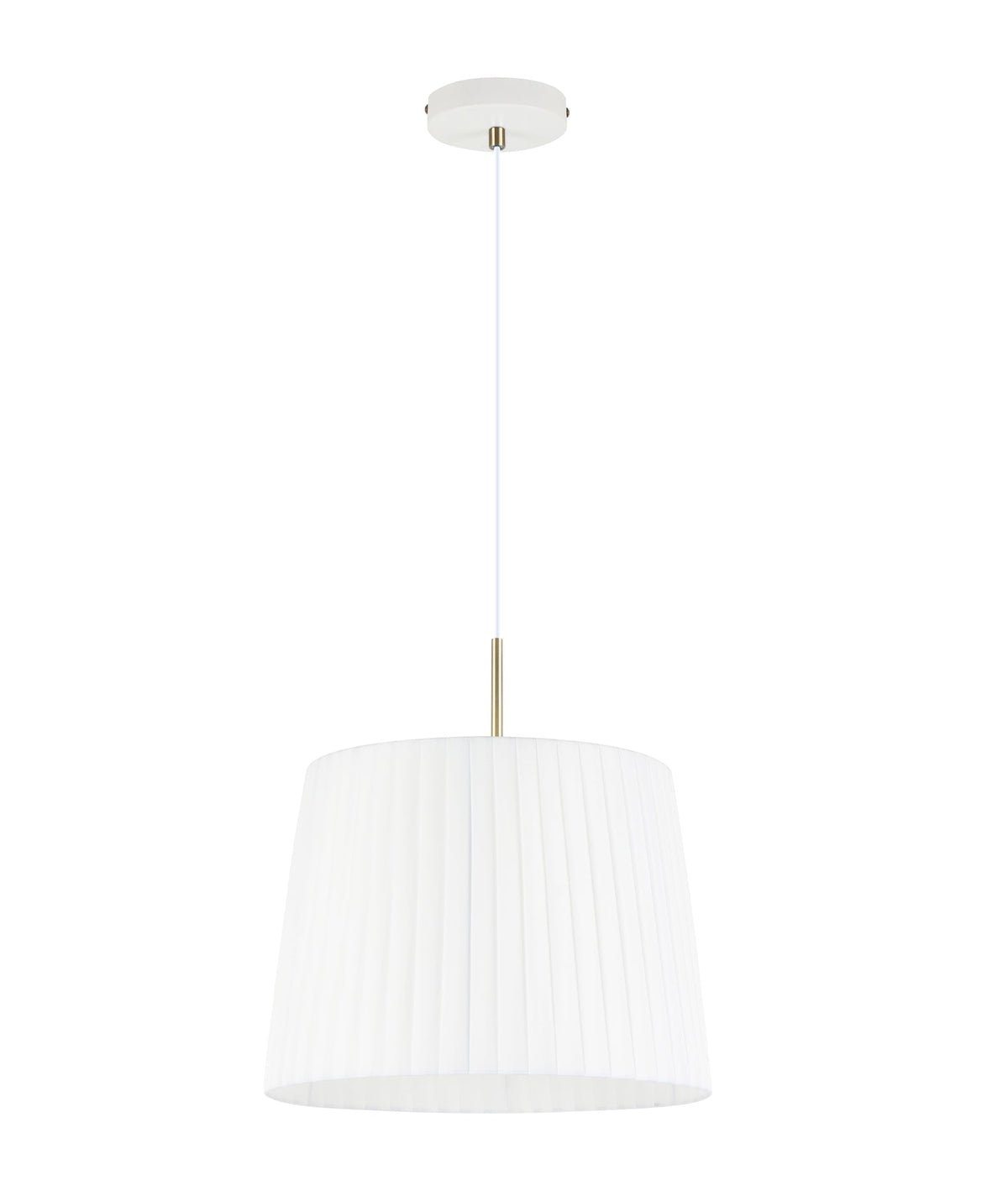 Prega Interior Slanted Pleated Fabric Shade Pendant Light - White