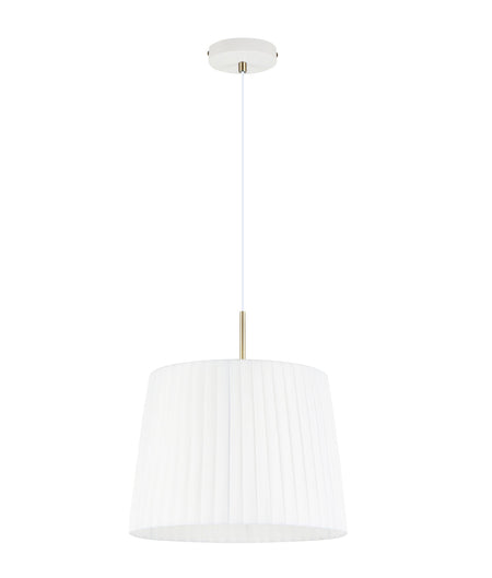 Prega Interior Slanted Pleated Fabric Shade Pendant Light - White