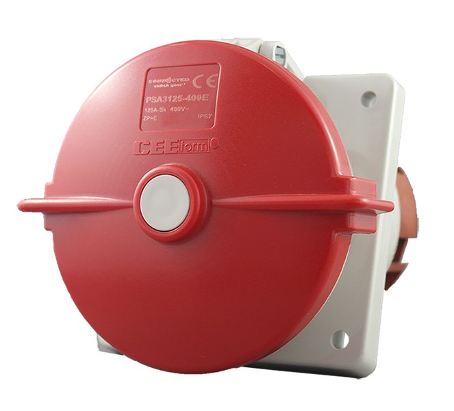 IP67 面板插座角 5 针 – 400V 125A