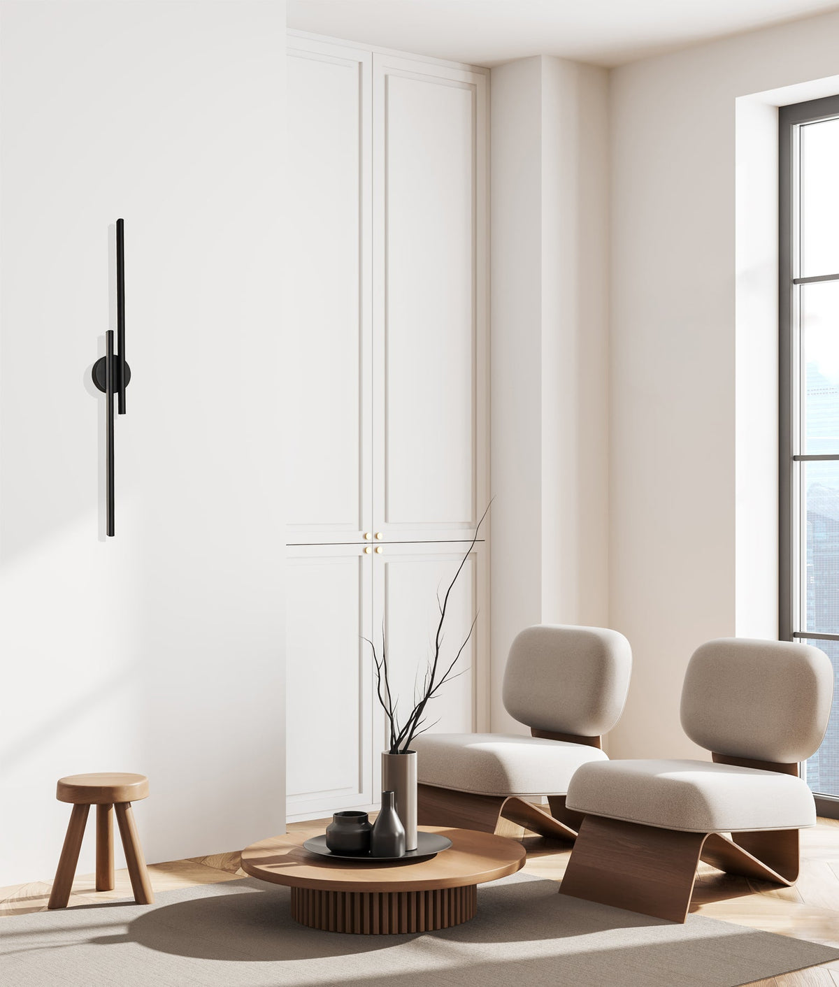Racha Interior Linear LED Tri-CCT Wall Light - Black
