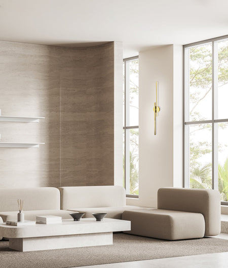 Racha Interior Linear LED Tri-CCT Wall Light - Brass