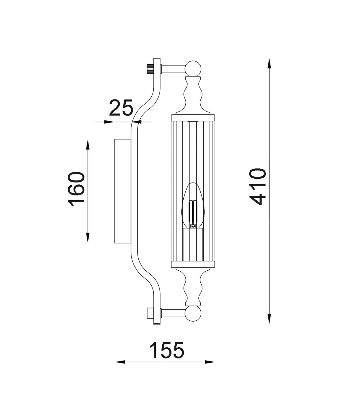 Rodillo Interior Tubular Clear Glass Wall Light - Satin Chrome