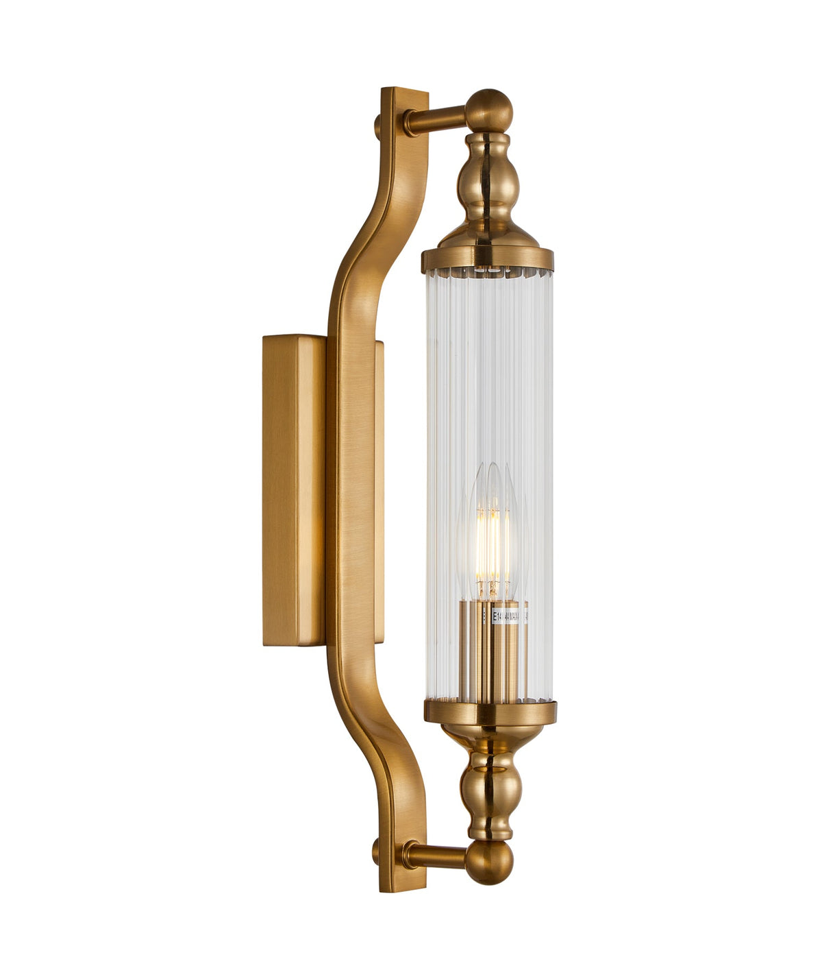 Rodillo Interior Tubular Clear Glass Wall Light - Antique Brass