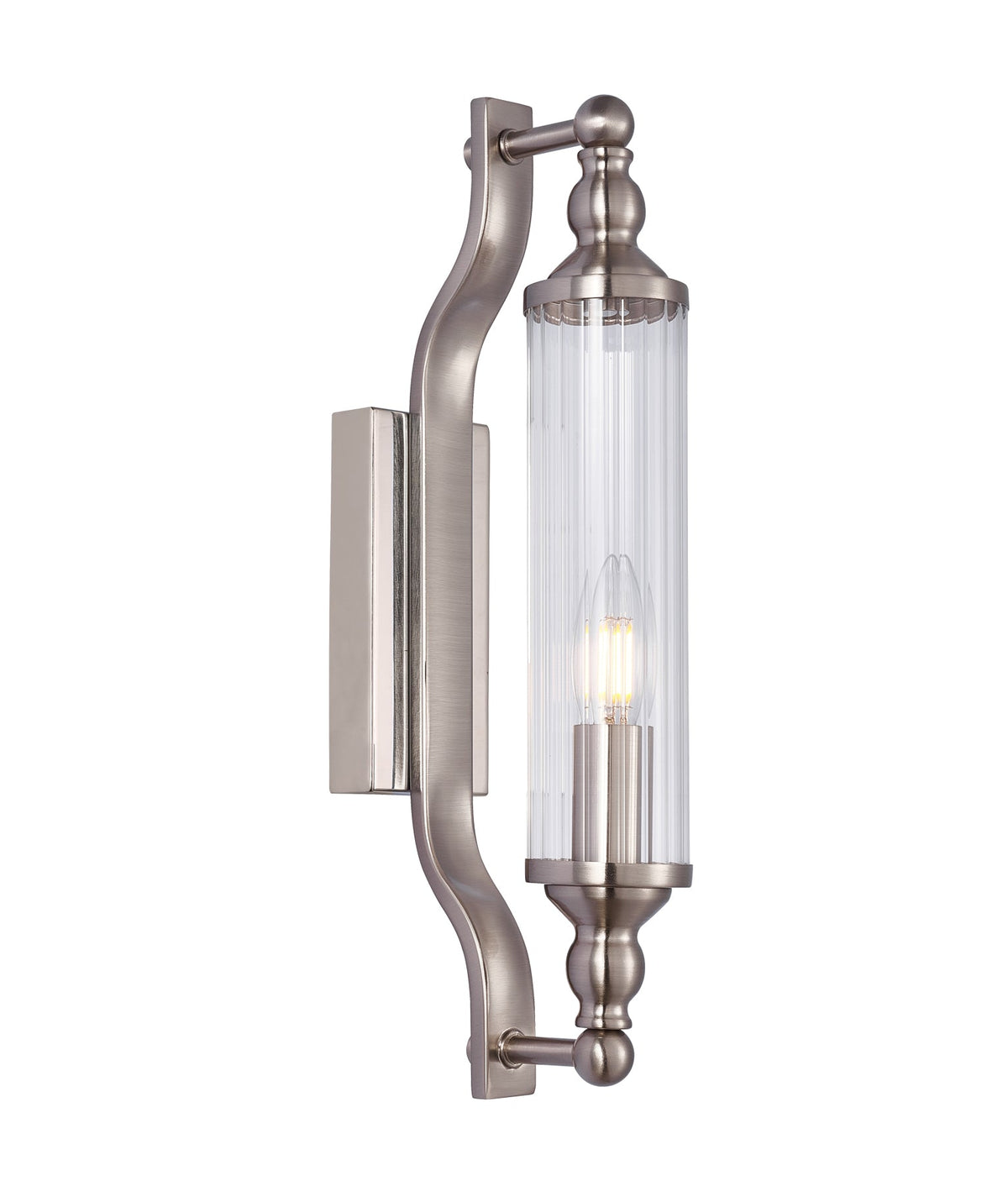 Rodillo Interior Tubular Clear Glass Wall Light - Satin Chrome