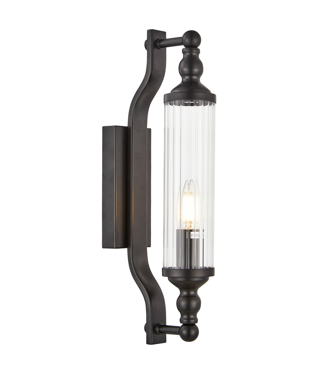 Rodillo Interior Tubular Clear Glass Wall Light - Black