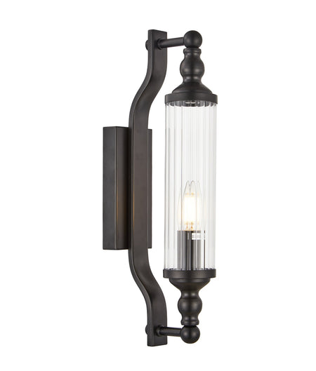 Rodillo Interior Tubular Clear Glass Wall Light - Black