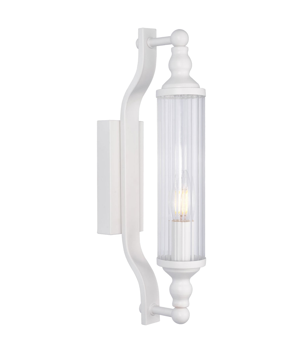 Rodillo Interior Tubular Clear Glass Wall Light - White