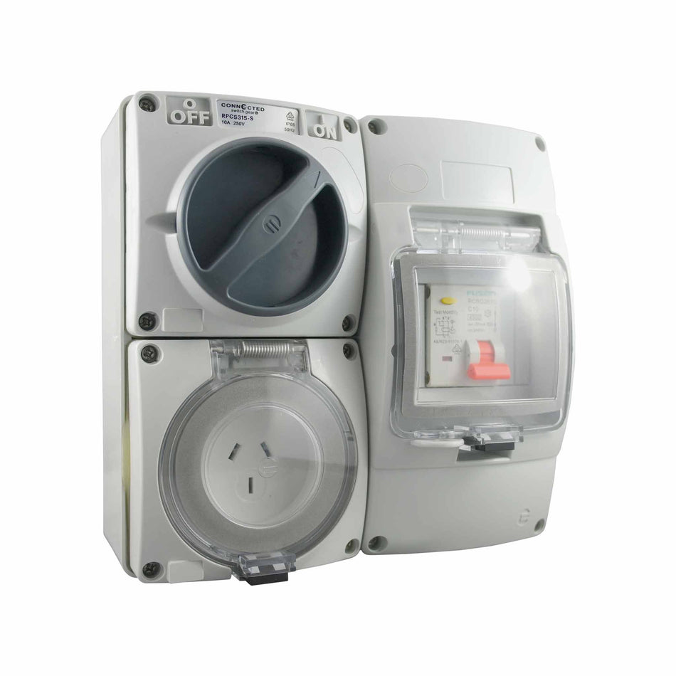 RCD 保护组合开关插座 3 针 15A 250V IP66