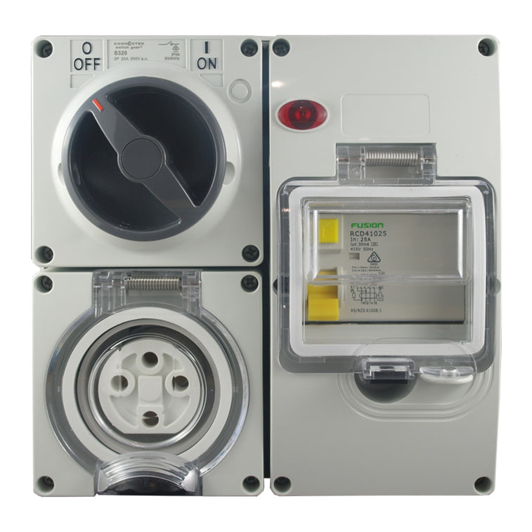 IP66 RCD 保护组合开关插座 4 针 – 500V 10A