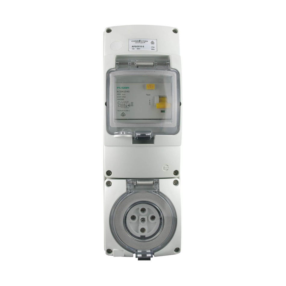 RCD 保护插座 5 针 10A 500V IP66