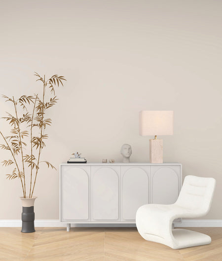 Sagitta Beige Travertine Base Rectangular Fabric Cream Shade Table Lamp - Large