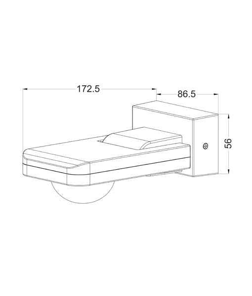 SENS009-010 Adjustable Infrared PIR Surface Mounted Sensor IP65 - Black
