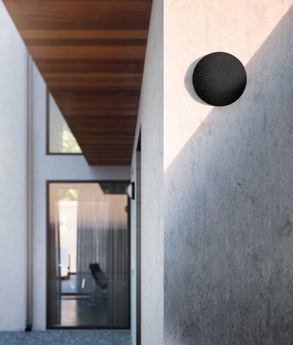Shadowtri Exterior LED Tri-CCT Round Backlit Wall Light IP65 & IK08 (Diam: 180mm) - Black