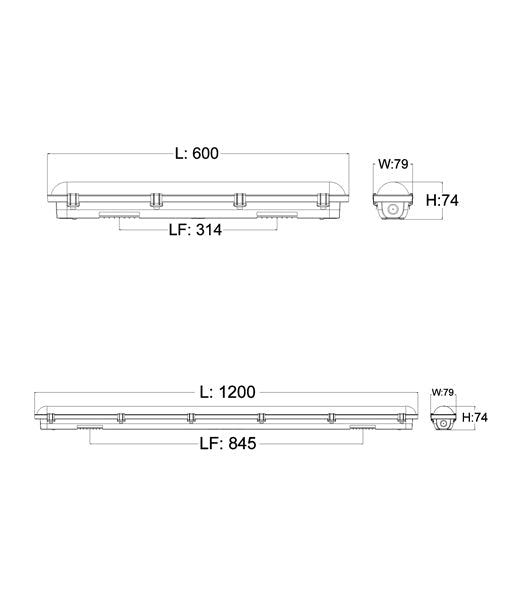 Shieldtri Exterior LED Waterproof Dual Power & Tri-CCT Batten IP65 IK08 - 18W / 36W